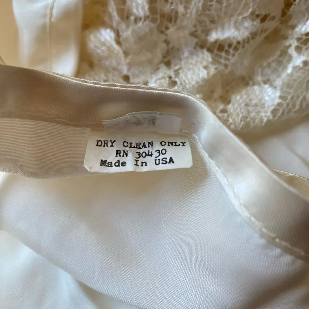 1970’s Lace & Silk Wedding Prom Dress  Size 7/8 - Picture 10 of 13